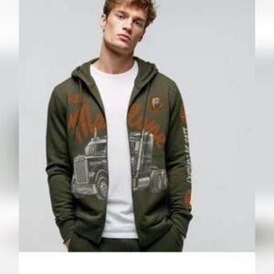 Mens Sz M Post Malone Posty Co Zippered Sweatshirt Jacket Hoodie Big Rig New